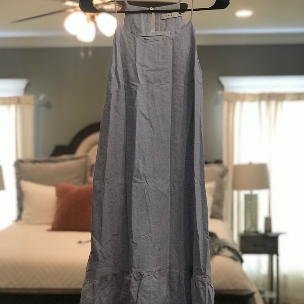 Baby blue cotton midi dress